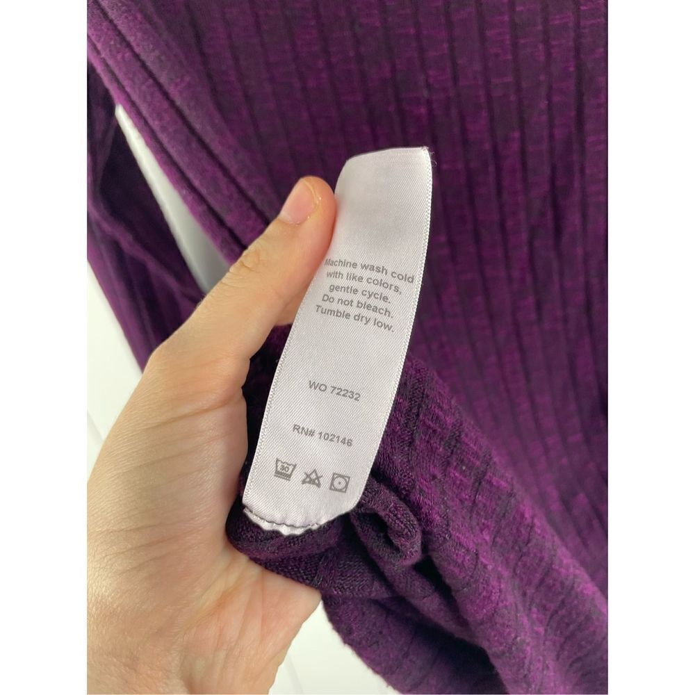 Michael Stars Ribbed Purple Long Sleeve Ruched Side Top OS - Picture 6 of 8